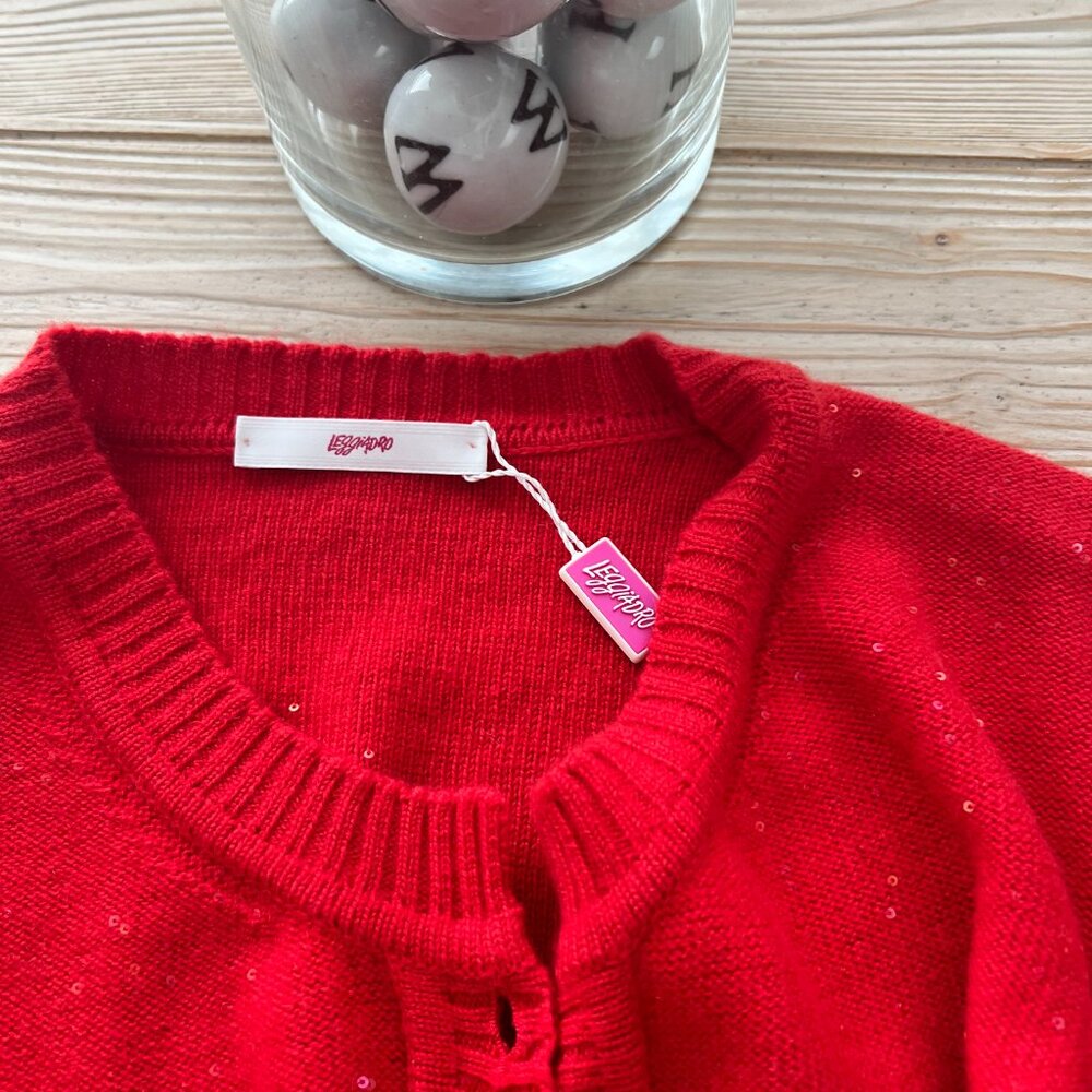 Italian Luxury Cashmere Red Cardigan| Large |  Lux | Large - Picture 6 of 7